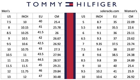 tommy hilfiger sizing chart.